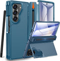 NINKI for Samsung Galaxy Z Fold 7 Case with S Pen Holder and Slim Stylus,Invisible Kickstand Screen Protector Hinge Hard Drop - Proof Stand Phone Cover for Samsung Z fold 7 Case with S Pen Slot – Blue