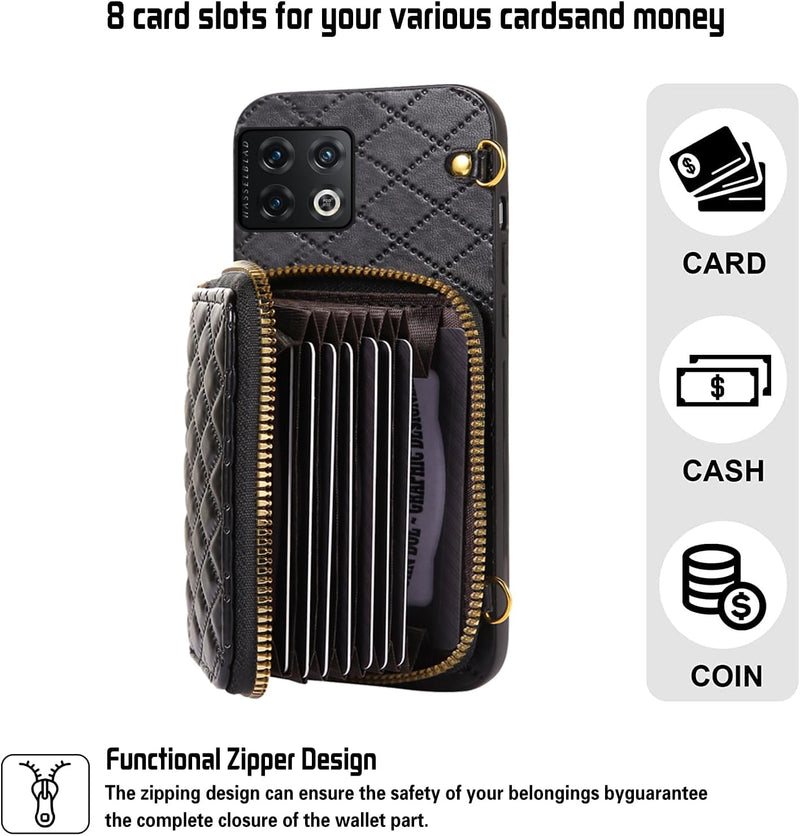 OnePlus 10 Pro One Plus 10Pro 5G Zipper Purse, Multi Card Slots Phone Cover - Gorilla Cases