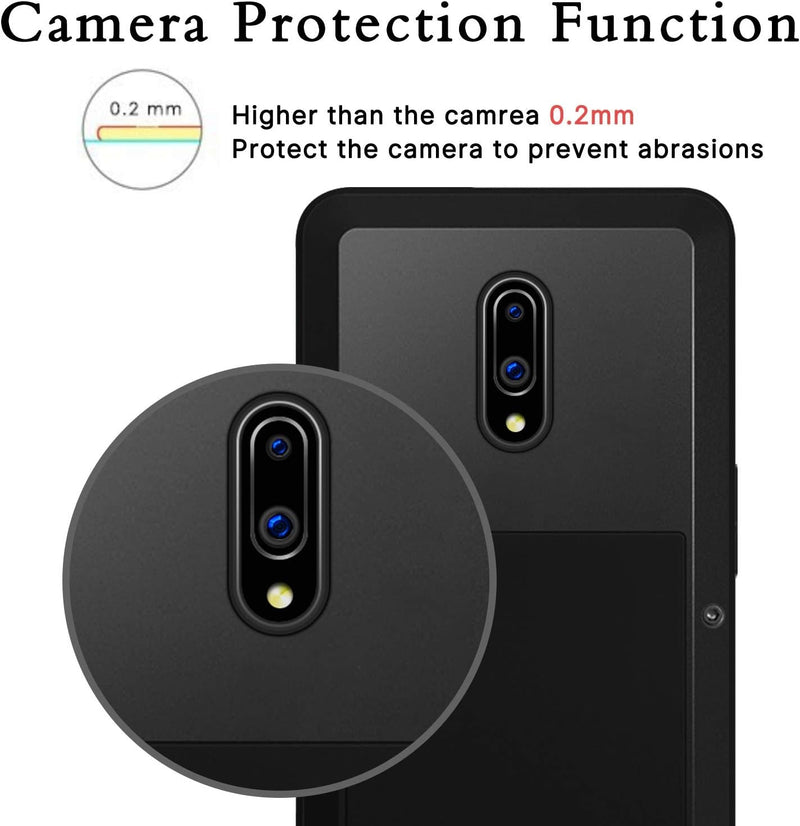 Oneplus 7 Aluminum Metal Bumper Silicone Rugged Case Hybrid Military Shockproof Heavy Duty Armor Defender Tough Built - In Gorilla Glass Cover for Oneplus 7 1+7 (Red, Oneplus 7)