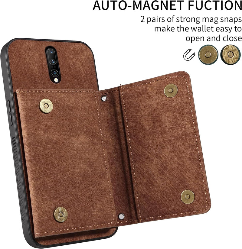 OnePlus 7 Pro Wallet Cover Crossbody Shoulder Strap and Leather Credit Card Holder - Gorilla Cases