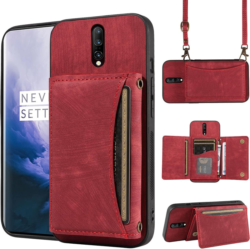 OnePlus 7 Pro Wallet Cover Crossbody Shoulder Strap and Leather Credit Card Holder - Gorilla Cases