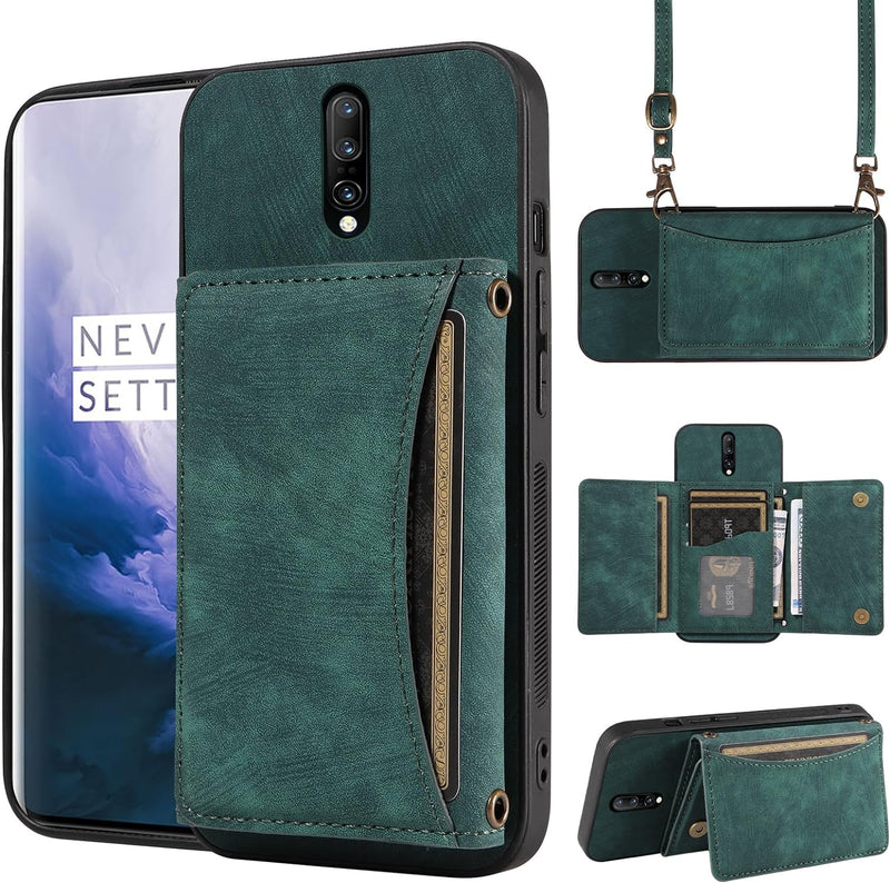 OnePlus 7 Pro Wallet Cover Crossbody Shoulder Strap and Leather Credit Card Holder - Gorilla Cases