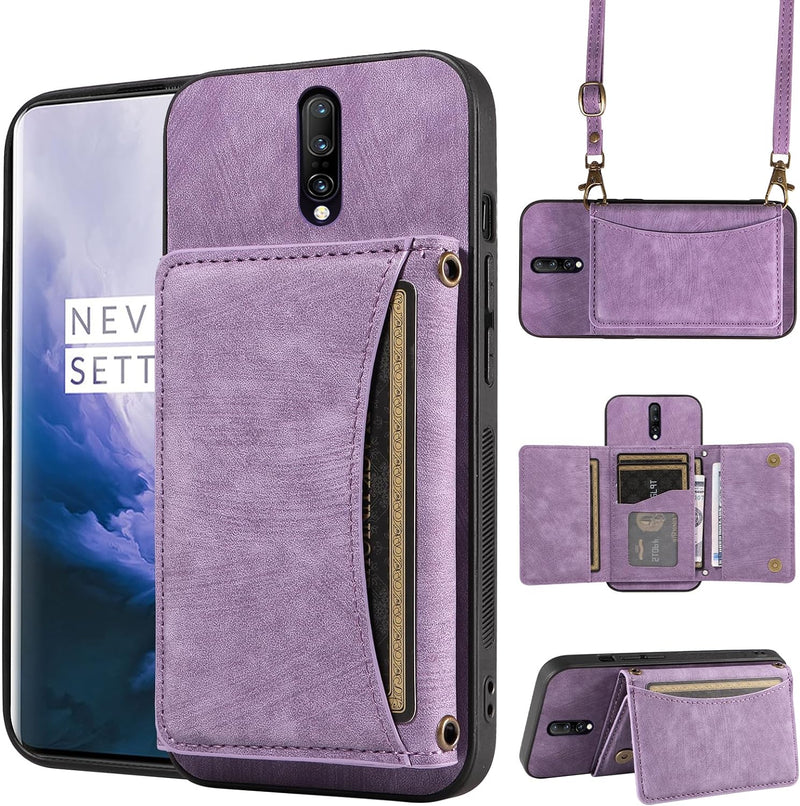 OnePlus 7 Pro Wallet Cover Crossbody Shoulder Strap and Leather Credit Card Holder - Gorilla Cases