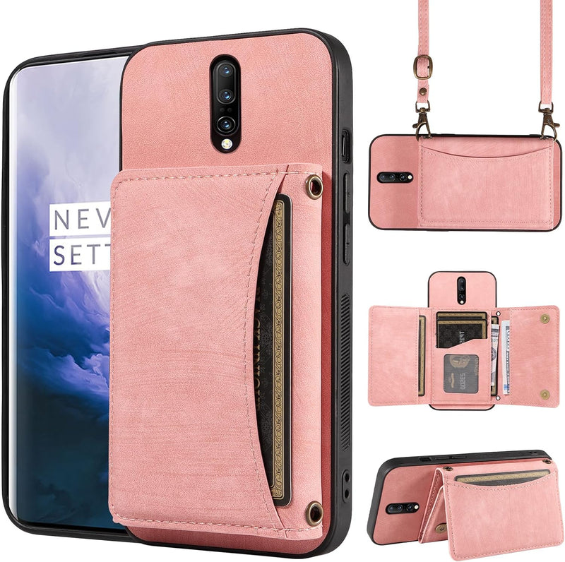 OnePlus 7 Pro Wallet Cover Crossbody Shoulder Strap and Leather Credit Card Holder - Gorilla Cases