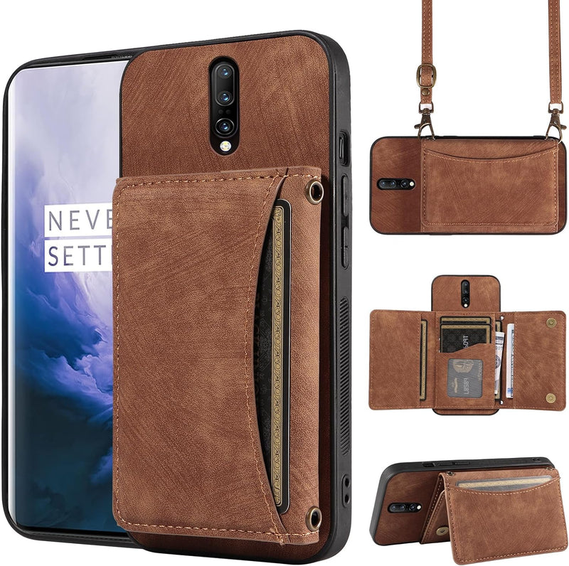 OnePlus 7 Pro Wallet Cover Crossbody Shoulder Strap and Leather Credit Card Holder - Gorilla Cases