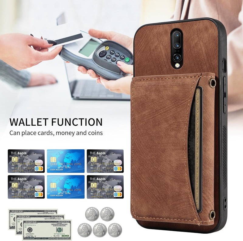 OnePlus 7 Pro Wallet Cover Crossbody Shoulder Strap and Leather Credit Card Holder - Gorilla Cases