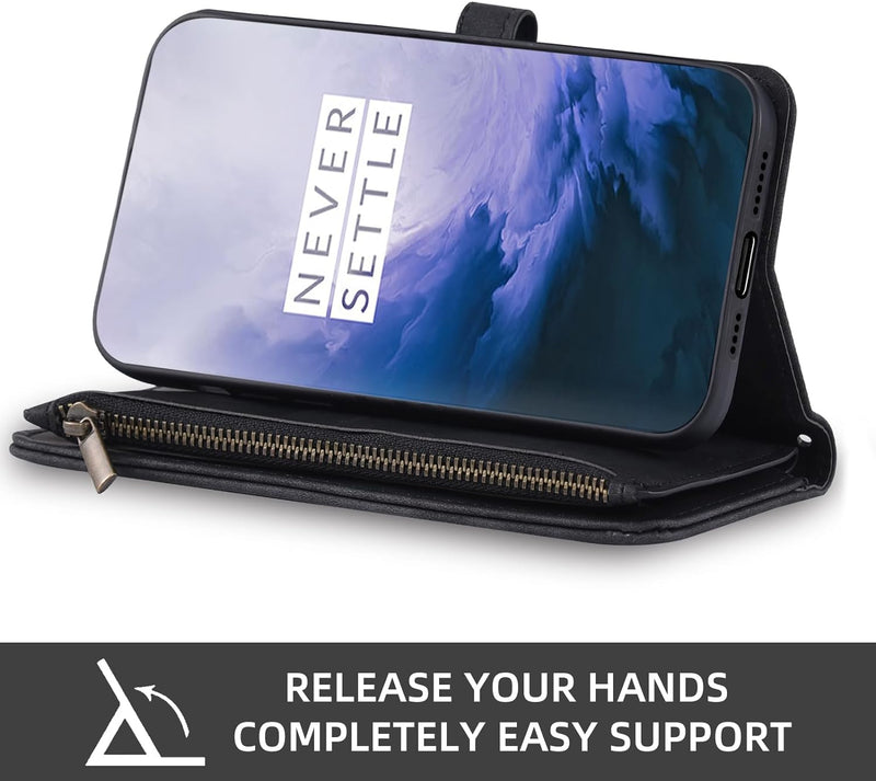 OnePlus 7 Pro Wallet Cover Screen Protector Crossbody Zipper Card Holder - Gorilla Cases