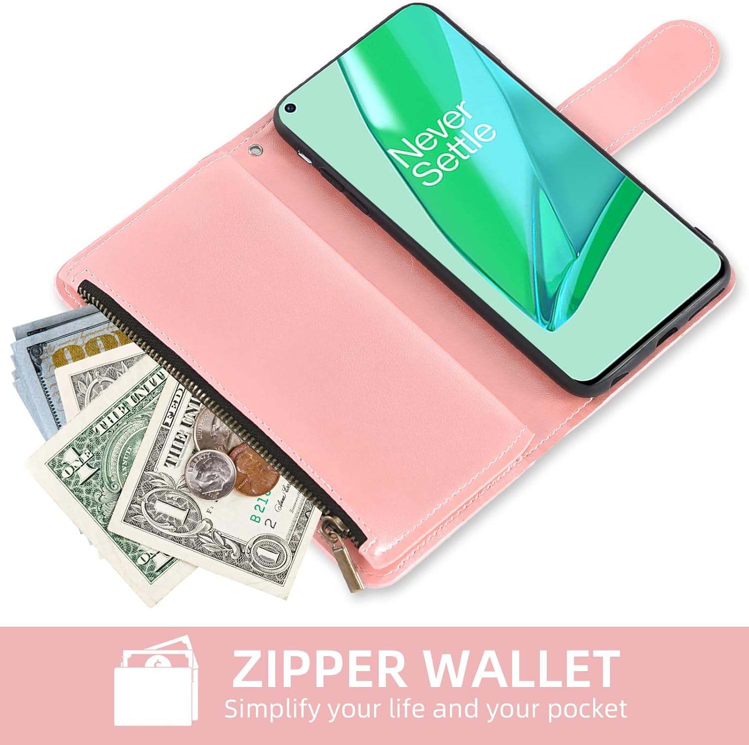 Asuwish Compatible With OnePlus 9 OnePlus9 5G Wallet Case And Tempered Glass Screen Protector Flip Wrist