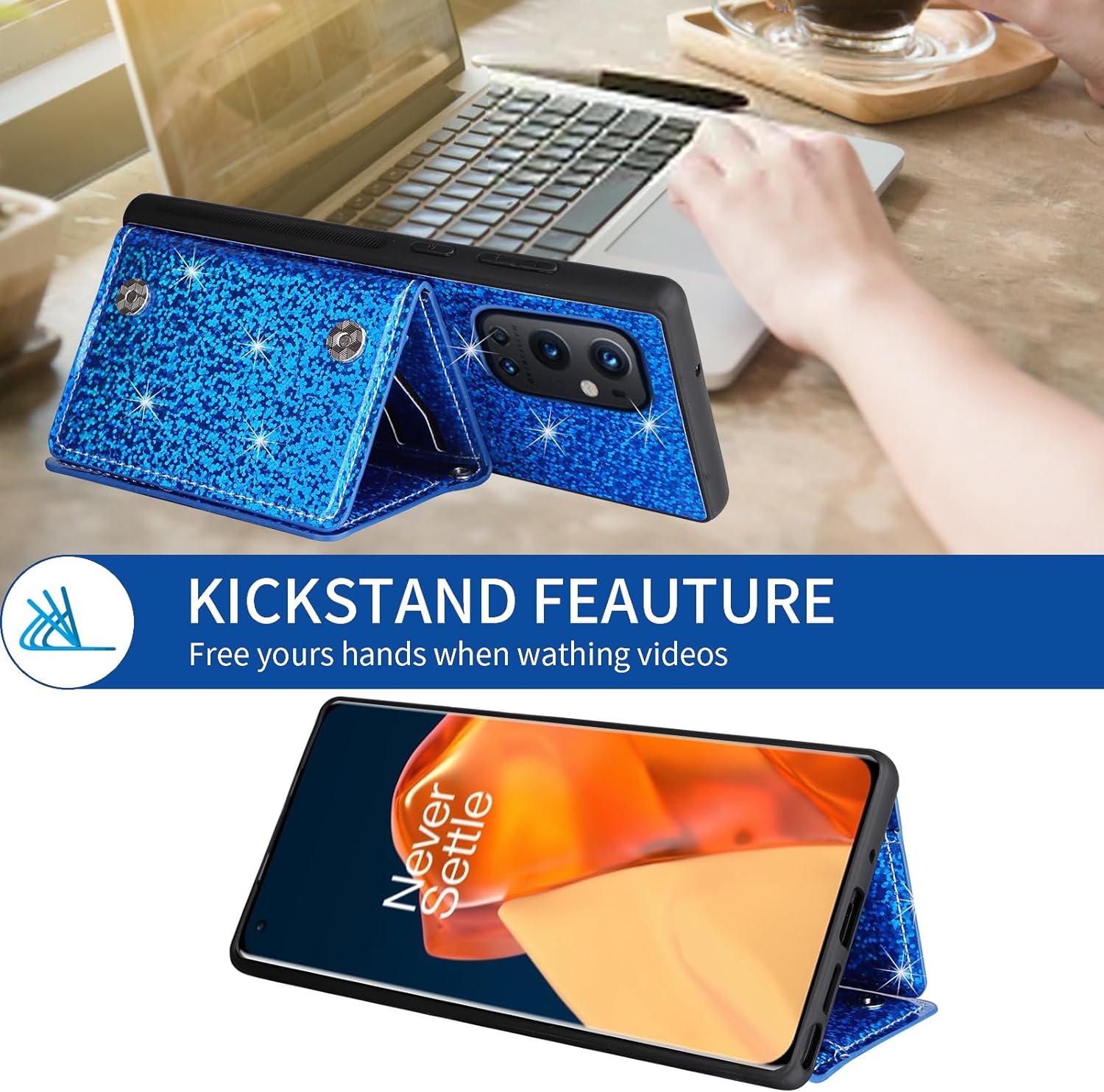 Asuwish Funda De Teléfono Para OnePlus 9 OnePlus9 5G Funda Tipo Cartera Con Protector De Pantalla De Vidrio Templado Y Cremallera Abatible, Soporte Para Tarjeta De Crédito, Soporte Para Celular One