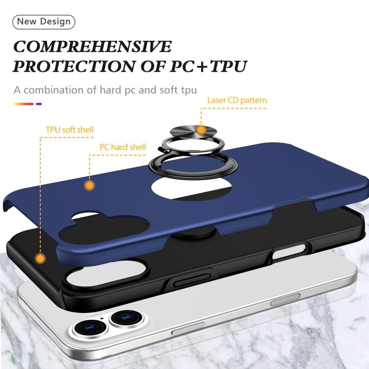PC + TPU Magnetic Phone Case with Invisible Ring Holder, For iPhone 16 Plus, For iPhone 16