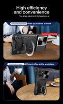 Phone Case for Honor X6B Case with Glass Screen Protector, [2 Pack] Built Slide Camera Protection