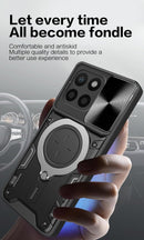 Phone Case for Honor X6B Case with Glass Screen Protector, [2 Pack] Built Slide Camera Protection