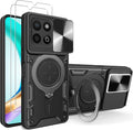 Phone Case for Honor X6B Case with Glass Screen Protector, [2 Pack] Built Slide Camera Protection