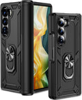 Phone Case for Samsung Galaxy Z Fold 6 Case with Hinge Protection and 360°Rotate Ring Magnetic Kickstand, [Military - Grade] Case for Galaxy Z Fold 6,Black