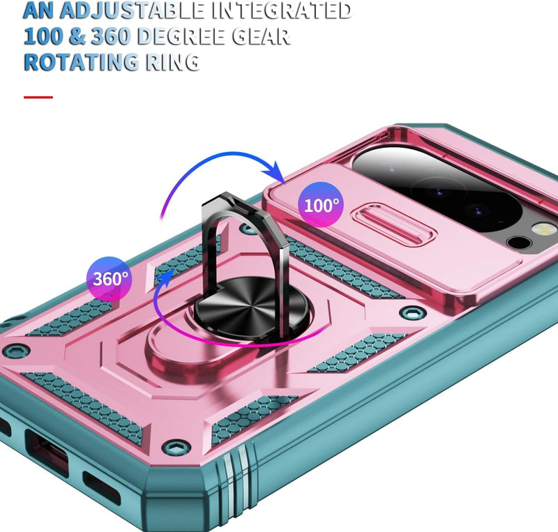 Pixel 10 Pro XL 360° Metal Rotated Ring Heavy Duty Case