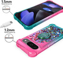 Pixel 9 Case Pixel 9 Pro Case Ring Moving Liquid Holographic Sparkle Glitter Case Diamond Protective Case