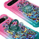 Pixel 9 Case Pixel 9 Pro Case Ring Moving Liquid Holographic Sparkle Glitter Case Diamond Protective Case