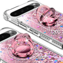 Pixel 9 Case Pixel 9 Pro Case Ring Moving Liquid Holographic Sparkle Glitter Case Diamond Protective Case