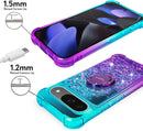 Pixel 9 Case Pixel 9 Pro Case Ring Moving Liquid Holographic Sparkle Glitter Case Diamond Protective Case