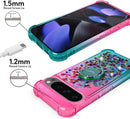 Pixel 9 Case Pixel 9 Pro Case Ring Moving Liquid Holographic Sparkle Glitter Case Diamond Protective Case