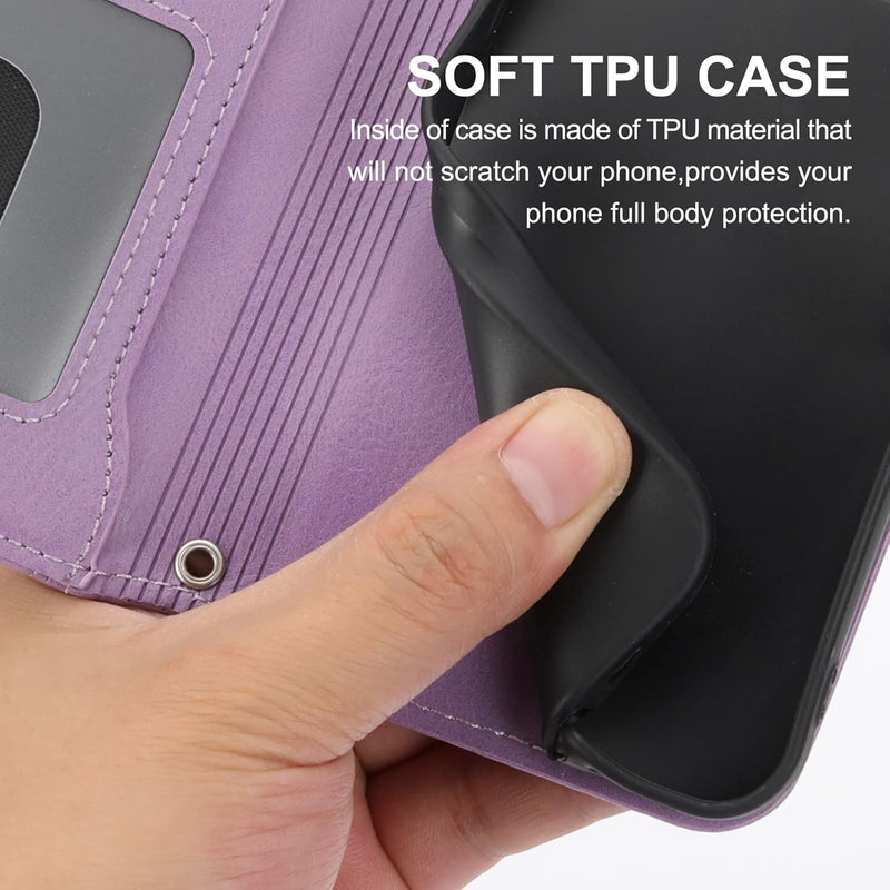 Pixel 9 Pro Case Wallet with Card Holder Zipper Pouch Flip Phone Case Compatible Purple - Gorilla Cases