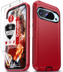 Pixel 9 Pro Phone Case Google Pixel - 9 Case 2PCS Screen Protector Heavy Duty Cover Black