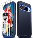 Pixel 9 Pro Phone Case Google Pixel - 9 Case 2PCS Screen Protector Heavy Duty Cover Black