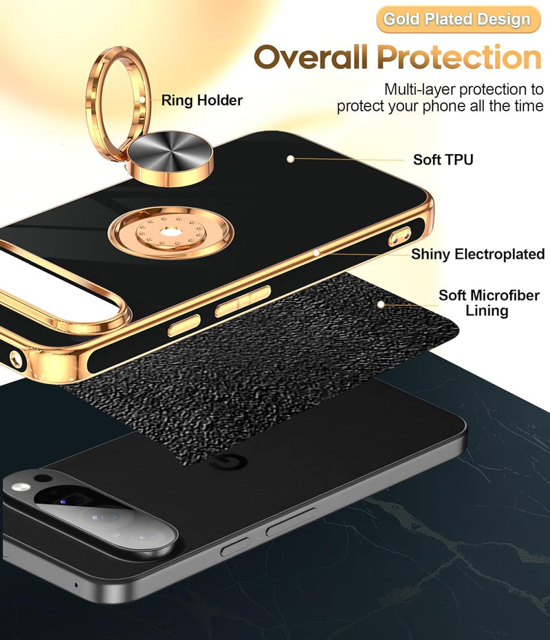 Pixel 9 Pro Rotatable Ring Holder Magnetic Kickstand Case - Gorilla Cases