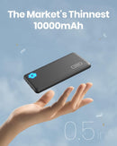 Slimmest 10000mAh portable charger power bank USB C fast charge for iPhone 16 15 14 13 12 Samsung S22 S21 Google