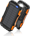 Power - Bank - Solar - Charger - 42800Mah Portable Charger,Solar Power Bank,External Battery Pack 5V3.1A Qc 3.0 Fast Charger Built - In Super Bright Flashlight (Orange)