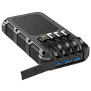 PSOOO M2 Solar Power Bank 20000mAh Rated, 8 Outputs, 4 Built-In Cables, Wireless Charging, Dual LED Flashlight