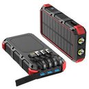 PSOOO M2 Solar Power Bank 20000mAh Rated, 8 Outputs, 4 Built-In Cables, Wireless Charging, Dual LED Flashlight