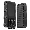 PSOOO M2 Solar Power Bank 20000mAh Rated, 8 Outputs, 4 Built-In Cables, Wireless Charging, Dual LED Flashlight