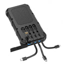 PSOOO M2 Solar Power Bank 20000mAh Rated, 8 Outputs, 4 Built-In Cables, Wireless Charging, Dual LED Flashlight