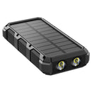 PSOOO M2 Solar Power Bank 20000mAh Rated, 8 Outputs, 4 Built-In Cables, Wireless Charging, Dual LED Flashlight