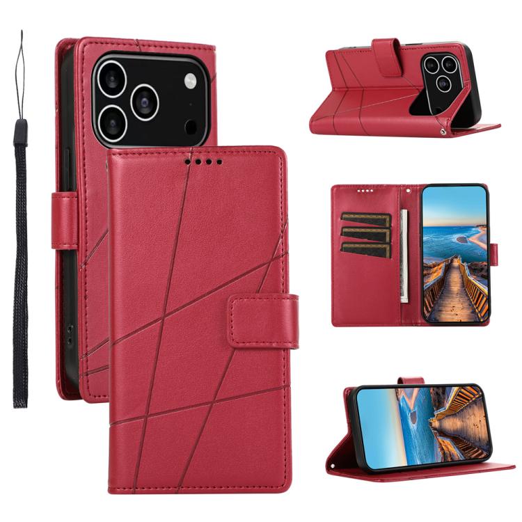 PU Genuine Leather Texture Embossed Line Phone Case, For iPhone 17 Pro Max, For iPhone 17 Pro, For iPhone 17, For iPhone 17 Air, iPhone 16e, For iPhone 16 Pro Max, For iPhone 16 Pro, For iPhone 16 Plus