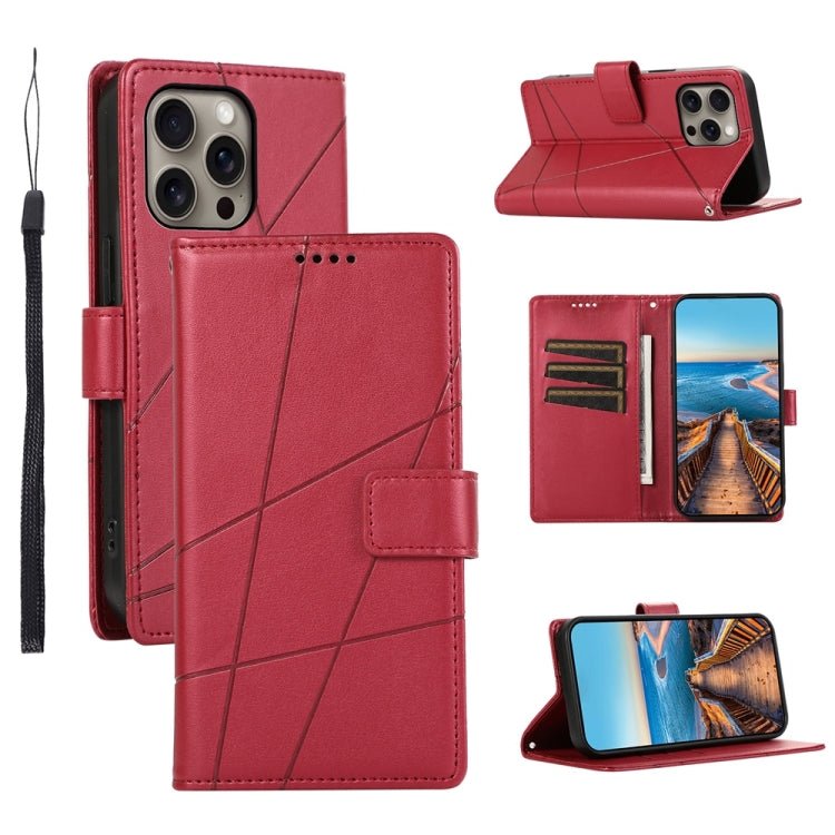 PU Genuine Leather Texture Embossed Line Phone Case, For iPhone 17 Pro Max, For iPhone 17 Pro, For iPhone 17, For iPhone 17 Air, iPhone 16e, For iPhone 16 Pro Max, For iPhone 16 Pro, For iPhone 16 Plus