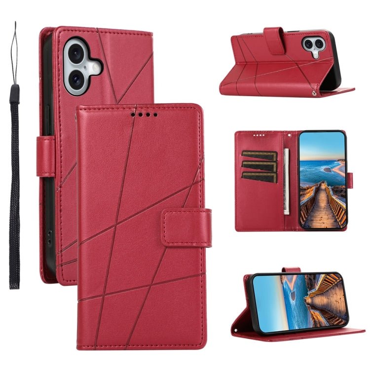 PU Genuine Leather Texture Embossed Line Phone Case, For iPhone 17 Pro Max, For iPhone 17 Pro, For iPhone 17, For iPhone 17 Air, iPhone 16e, For iPhone 16 Pro Max, For iPhone 16 Pro, For iPhone 16 Plus