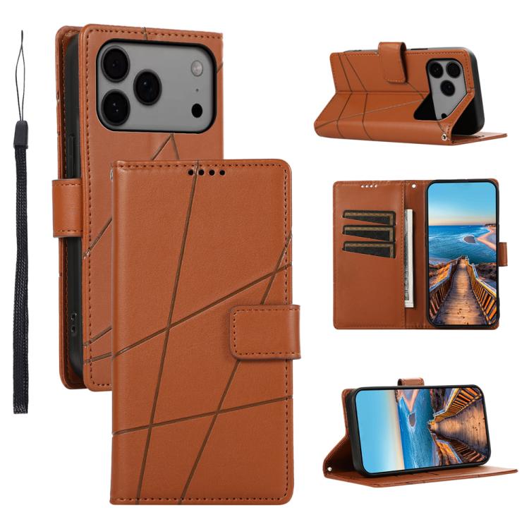 PU Genuine Leather Texture Embossed Line Phone Case, For iPhone 17 Pro Max, For iPhone 17 Pro, For iPhone 17, For iPhone 17 Air, iPhone 16e, For iPhone 16 Pro Max, For iPhone 16 Pro, For iPhone 16 Plus