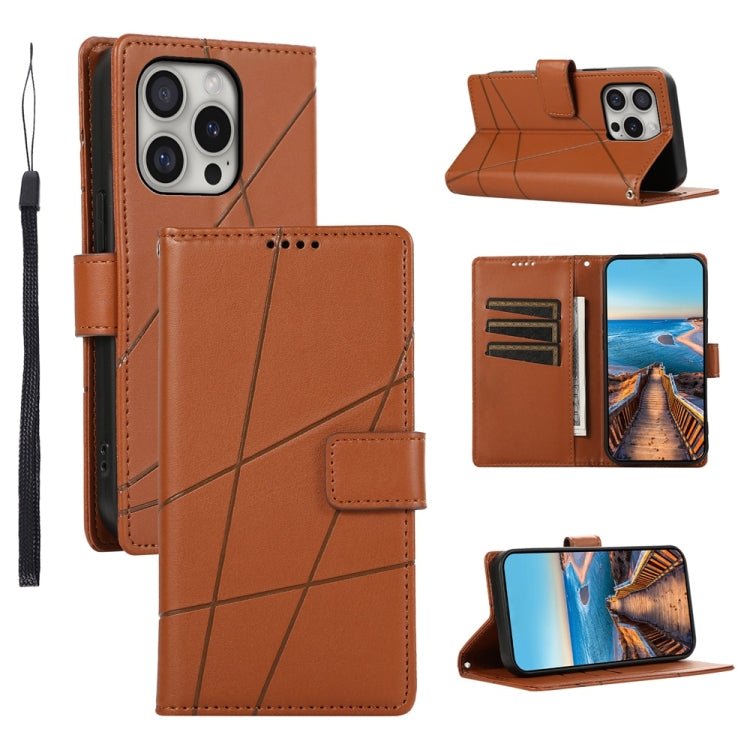 PU Genuine Leather Texture Embossed Line Phone Case, For iPhone 17 Pro Max, For iPhone 17 Pro, For iPhone 17, For iPhone 17 Air, iPhone 16e, For iPhone 16 Pro Max, For iPhone 16 Pro, For iPhone 16 Plus