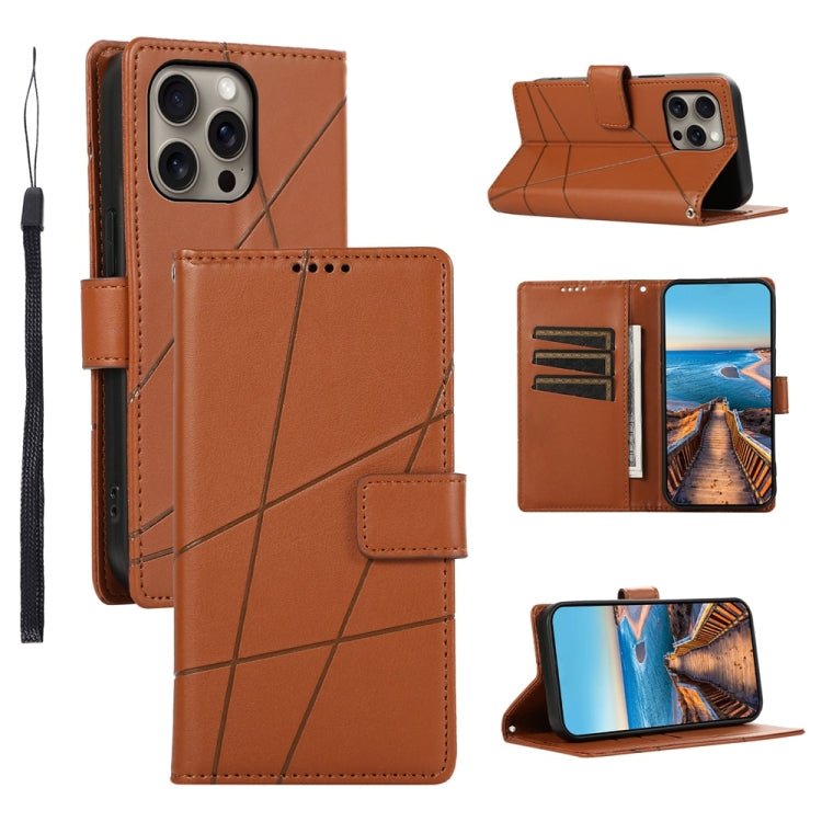PU Genuine Leather Texture Embossed Line Phone Case, For iPhone 17 Pro Max, For iPhone 17 Pro, For iPhone 17, For iPhone 17 Air, iPhone 16e, For iPhone 16 Pro Max, For iPhone 16 Pro, For iPhone 16 Plus