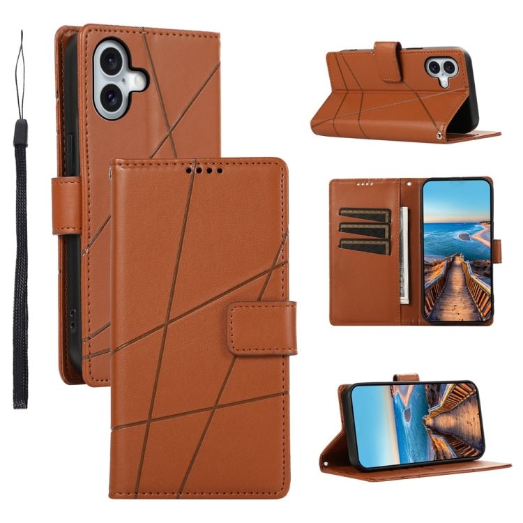 PU Genuine Leather Texture Embossed Line Phone Case, For iPhone 17 Pro Max, For iPhone 17 Pro, For iPhone 17, For iPhone 17 Air, iPhone 16e, For iPhone 16 Pro Max, For iPhone 16 Pro, For iPhone 16 Plus