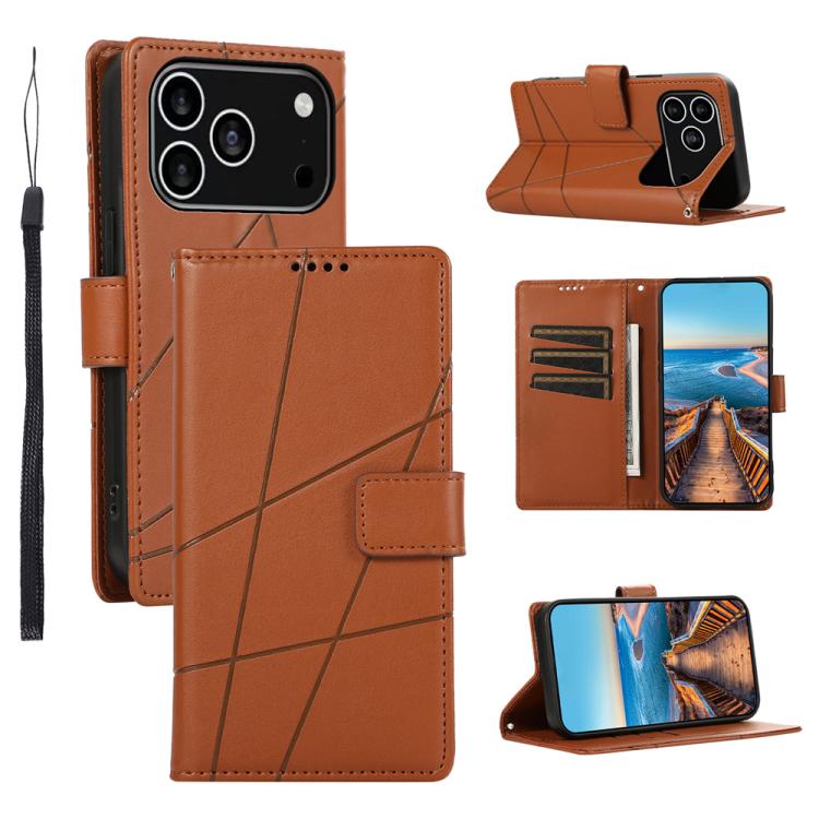 PU Genuine Leather Texture Embossed Line Phone Case, For iPhone 17 Pro Max, For iPhone 17 Pro, For iPhone 17, For iPhone 17 Air, iPhone 16e, For iPhone 16 Pro Max, For iPhone 16 Pro, For iPhone 16 Plus