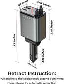 Retractable Car Charger, 69W USB C Car Accessories Adapter for Iphone