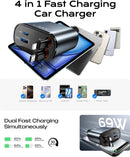 Retractable Car Charger, 69W USB C Car Accessories Adapter for Iphone