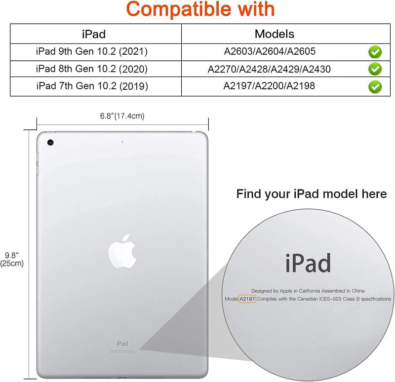 Rotating Case for Ipad 9Th Generation (2021) / 8Th Generation (2020) / 7Th Gen (2019) 10.2 Inch - 360 Degree Rotating Stand Protective Cover, Auto Sleep/Wake Function