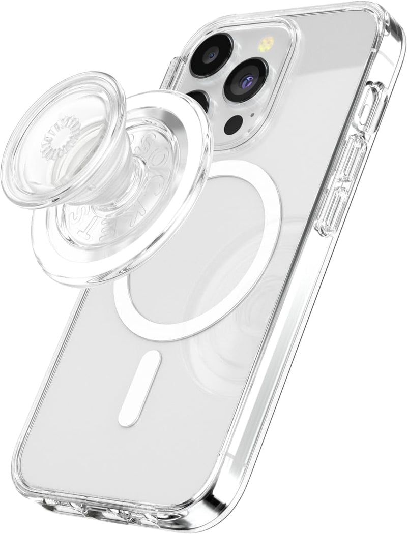 round Phone Grip Compatible with Magsafe, Adapter Ring Included, Phone Holder, Wireless Charging Compatible - Clear