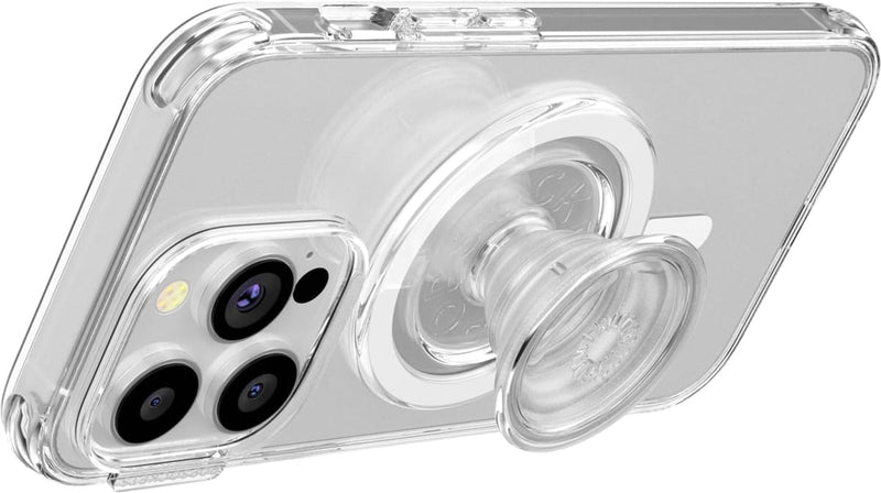 round Phone Grip Compatible with Magsafe, Adapter Ring Included, Phone Holder, Wireless Charging Compatible - Clear
