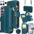 Samsung Galaxy S24 5G Case Wallet Cash Coin Zipper Pocket Long Shoulder