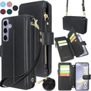 Samsung Galaxy S24 5G Case Wallet Cash Coin Zipper Pocket Long Shoulder